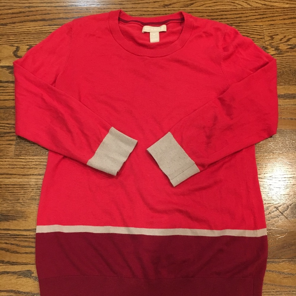 Banana Republic Red Multi Silk Blend Sweater, M
